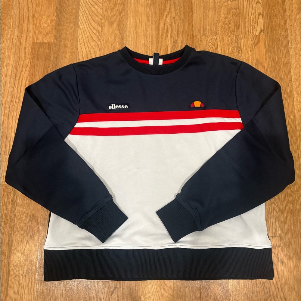 Ellesse Men's Black, White, and Red Crewneck Sweater